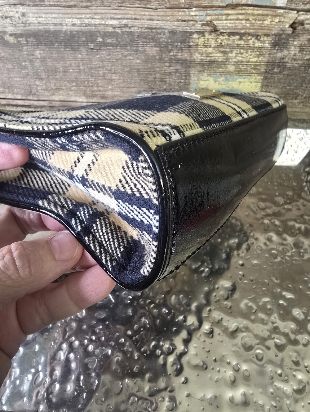 Kate Spade Wool Plaid Crossbody Bag Rare Script Lining Y2K, Vintage - Picture 7 of 13